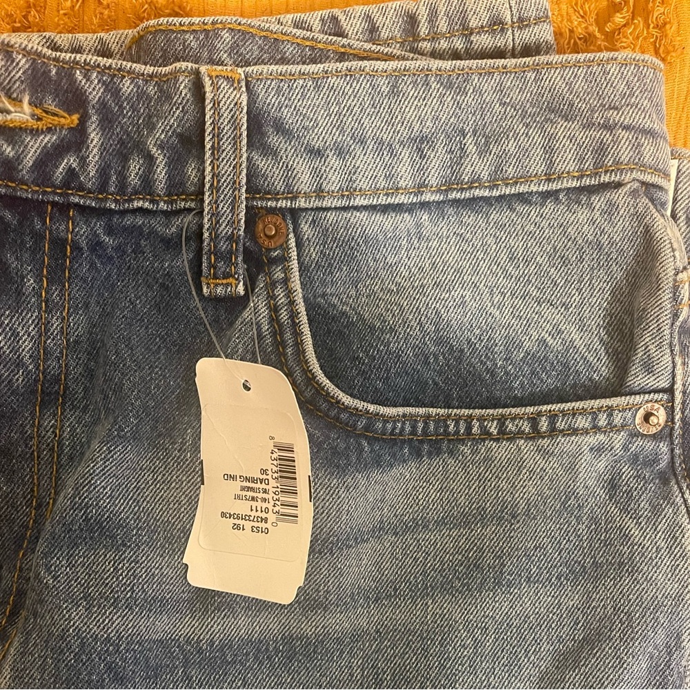 RE/DONE  70s Straight DARING INDIGO W/Rips - Picture 8 of 11